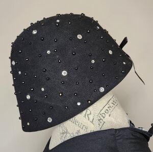 Vintage Bead Rhinestone Cloche Hat